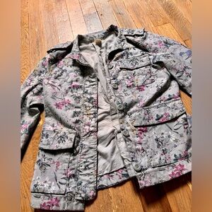 Vintage H&M Floral Sage Gray Blazer Size 4